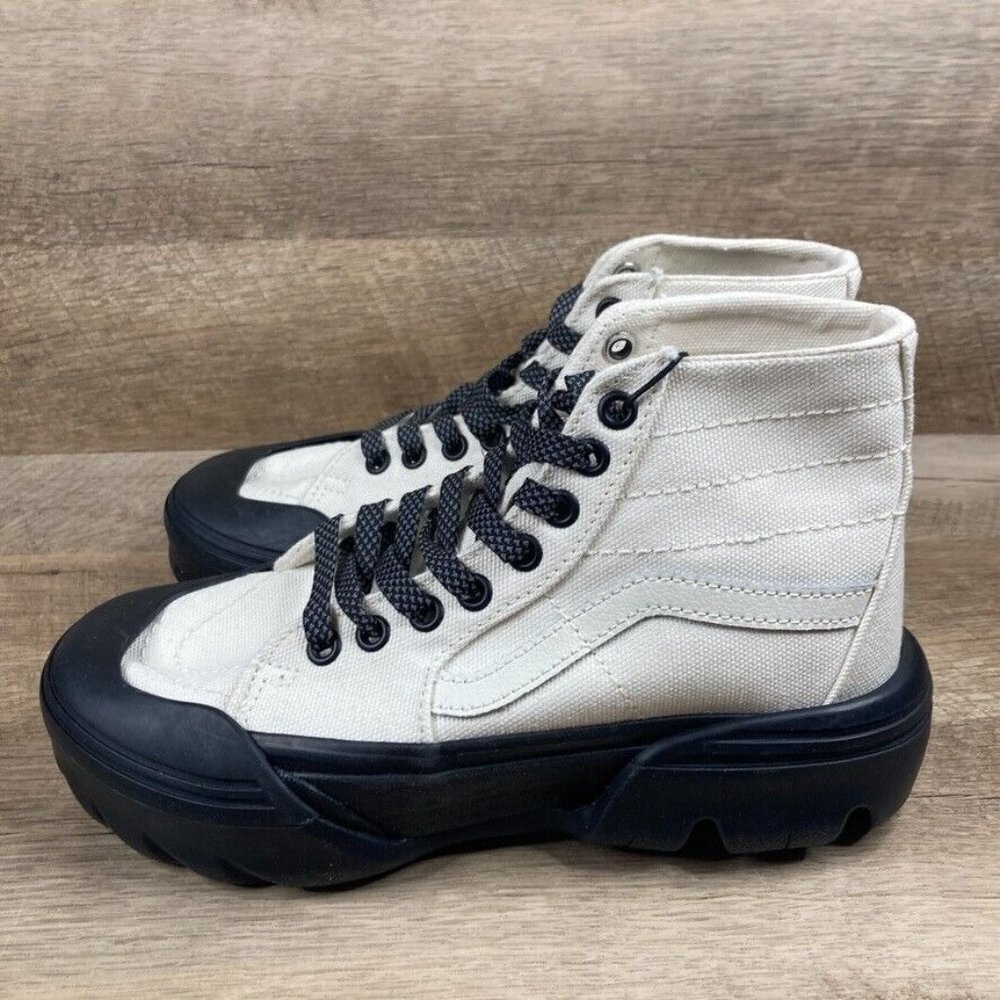 Vans High-Top Sneakers in Cream and Black - Picture 4 of 7